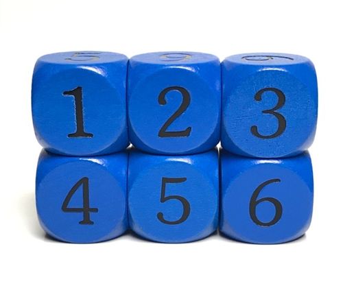 Spielwürfel 30mm mit Ziffern 1-6 blau